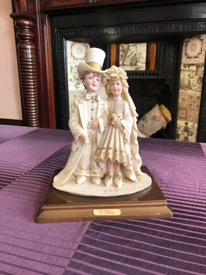 Vintage 1985 Auro Belcari Capodimonte Italy Wedding Dress Up Children Statue