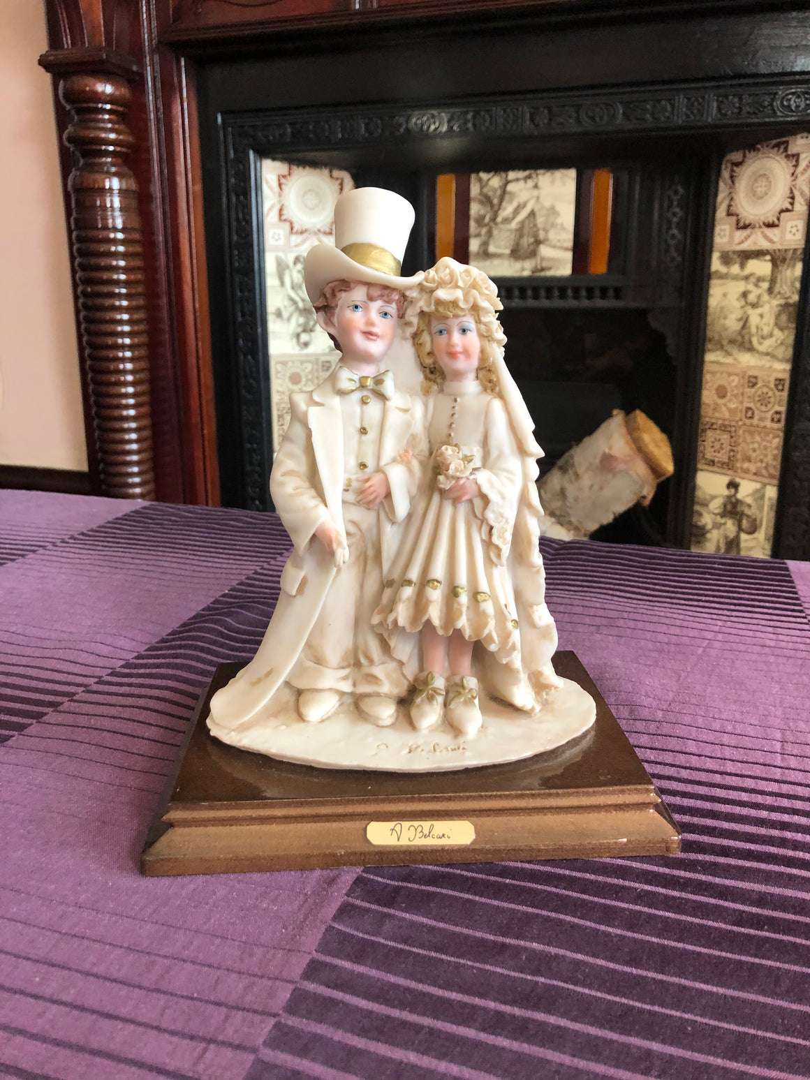 Vintage 1985 Auro Belcari Capodimonte Italy Wedding Dress Up Children Statue