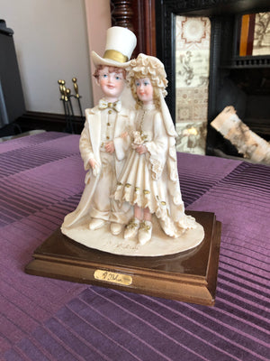 Vintage 1985 Auro Belcari Capodimonte Italy Wedding Dress Up Children Statue