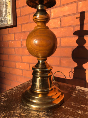 Vintage Brass and Wooden Lamp
