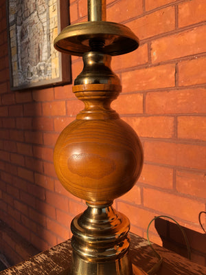 Vintage Brass and Wooden Lamp