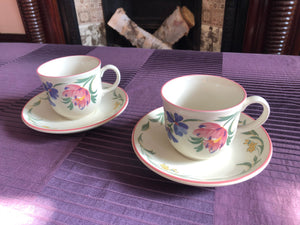 Set of 8 Staffordshire Tableware Chelsea Coffee Cups and Saucers
