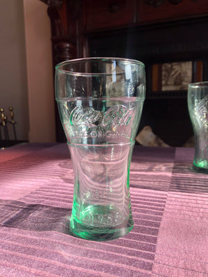 Set of 6 Different Green Coca Cola Drinking Glasses