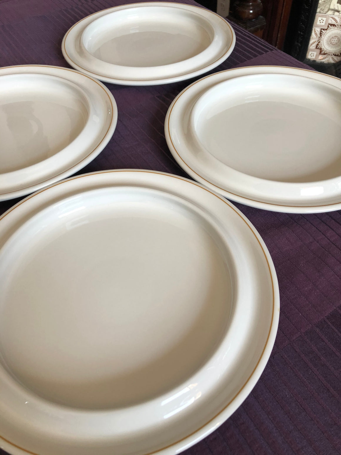 Set of 4 Steelite Itl England Ivory Rimmed Dinner Luncheon Fruit Dessert Plates