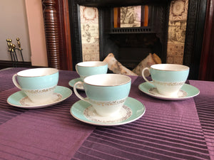 Set of 4 Snowhite Johnson Bros Tea Coffee Cups and Saucers