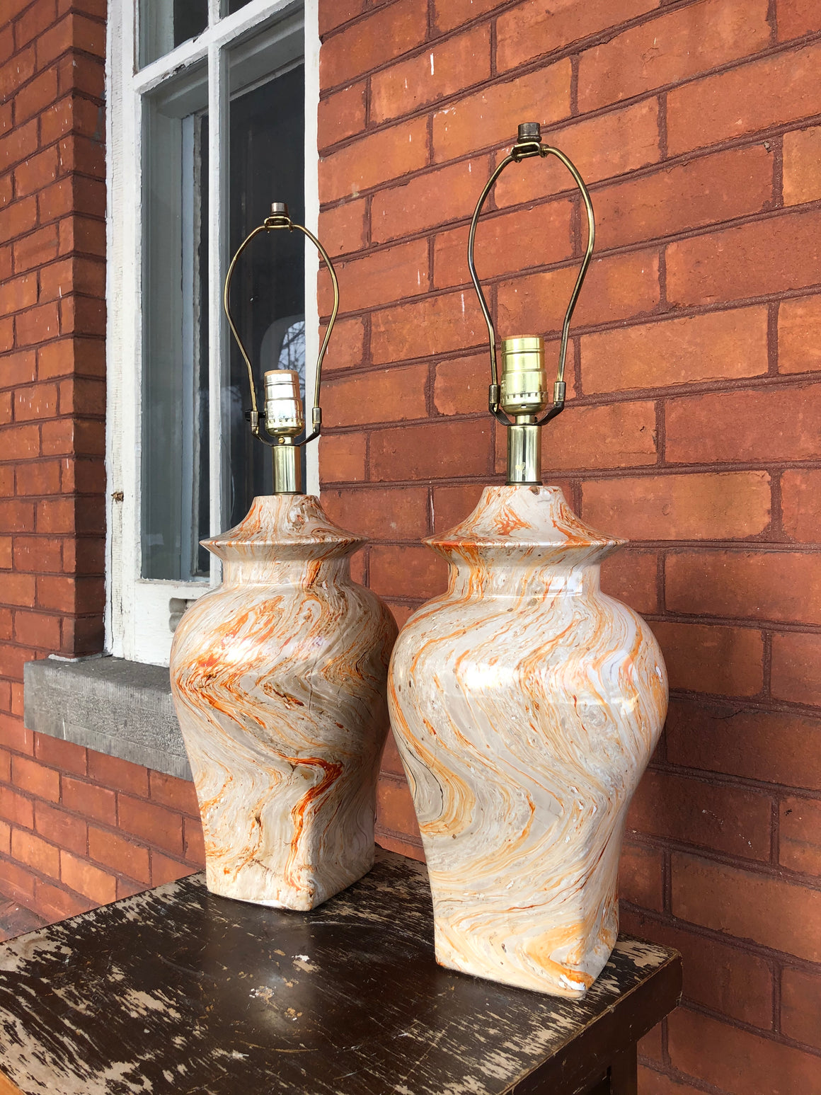 Vintage Lamps - Set of 2 Marble Pattern Lamps