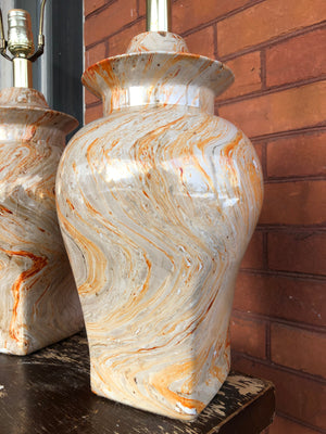 Vintage Lamps - Set of 2 Marble Pattern Lamps