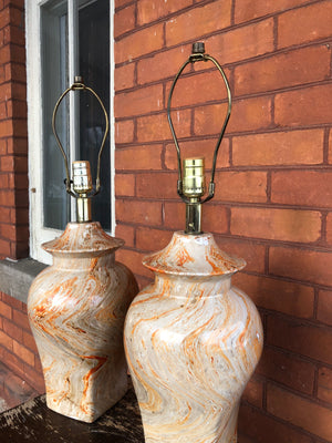 Vintage Lamps - Set of 2 Marble Pattern Lamps