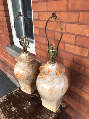 Vintage Lamps - Set of 2 Marble Pattern Lamps