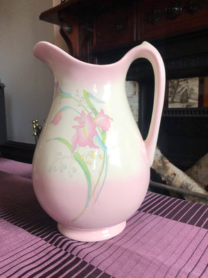 Vintage Floral Pink & White Pitcher