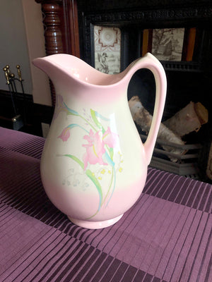 Vintage Floral Pink & White Pitcher