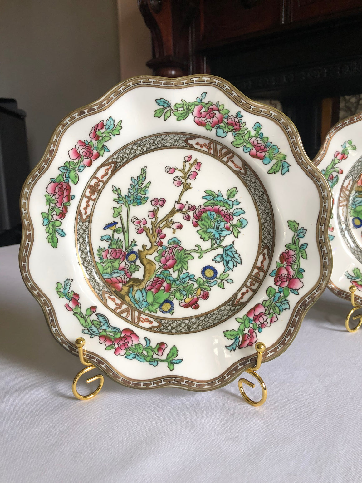 Set of 2 Vintage Coalport AD 1750 Indian Tree Scalloped Edge Salad Plates