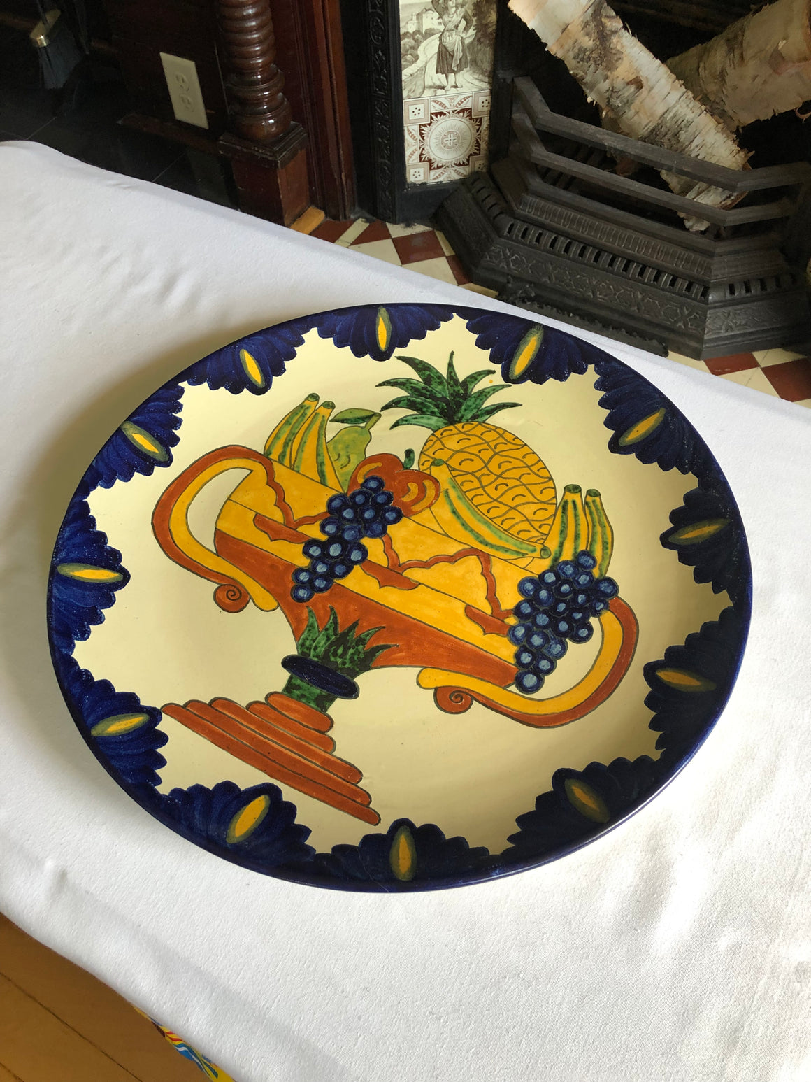 Vintage Large Colorful Platter/Tray Fruit Plate Vegetable Platter
