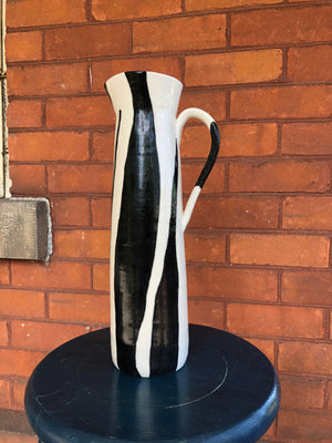 MKB Canada Handmade and Hand-painted Zebra Print Stoneware Tall Pitcher