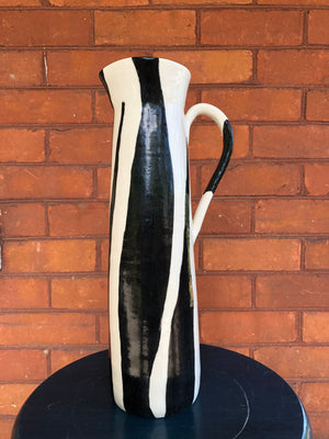 MKB Canada Handmade and Hand-painted Zebra Print Stoneware Tall Pitcher