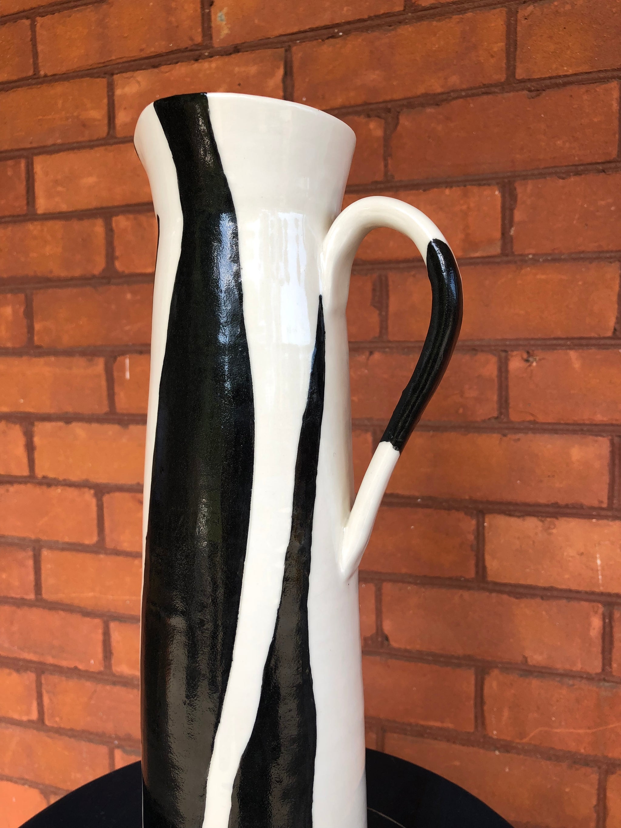 Pitcher Zebra MKB Canada Handmade and Hand-painted Zebra Print Stoneware Tall Pitcher