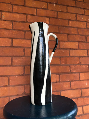 MKB Canada Handmade and Hand-painted Zebra Print Stoneware Tall Pitcher
