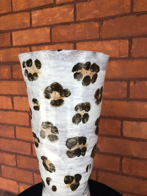 MKB Canada Handmade and Hand-Painted Leopard Print Stoneware Tall Vase