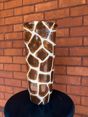 MKB Canada Handmade and Hand-Painted Giraffe Print Stoneware Large Tall Vase