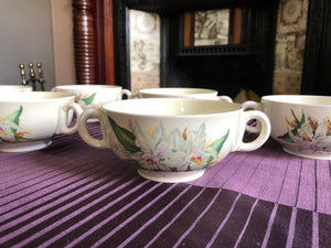 Set of 6 Vintage Grindley Double Handled Soup/Coffee/ Tea Cups