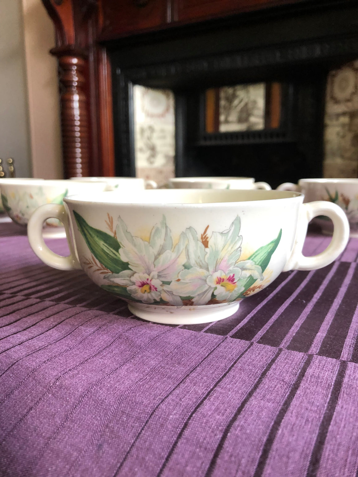 Set of 6 Vintage Grindley Double Handled Soup/Coffee/ Tea Cups