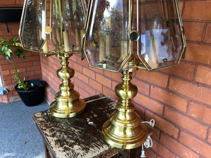 Set of 2 Vintage Retro Mid Century Modern Heavy Six Lights 70s Table Lamps
