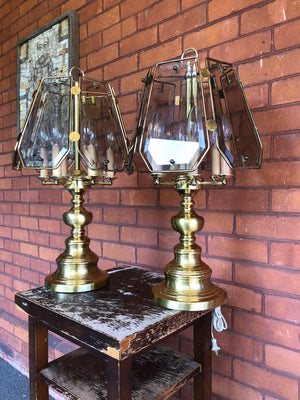 Set of 2 Vintage Retro Mid Century Modern Heavy Six Lights 70s Table Lamps
