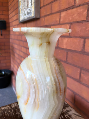 Set of 2 Vintage Onyx Stone Vases - Marble Flower Vases