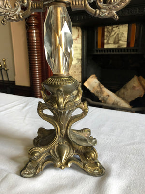 Vintage 2 Branch Solid Brass Candle Holder
