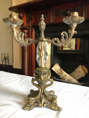 Vintage 2 Branch Solid Brass Candle Holder