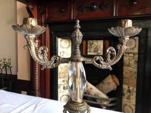 Vintage 2 Branch Solid Brass Candle Holder