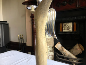 Vintage Stone and Sterling Silver Candelabra Angel with 2 Lights