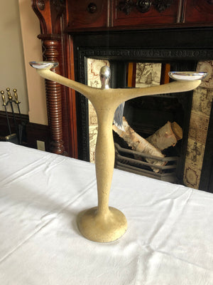 Vintage Stone and Sterling Silver Candelabra Angel with 2 Lights