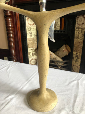 Vintage Stone and Sterling Silver Candelabra Angel with 2 Lights