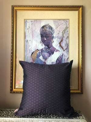 Vivian - Purple with Pink Embroidered dots - 18x18 - 20x20 - Maa-Kal Boutique Canada