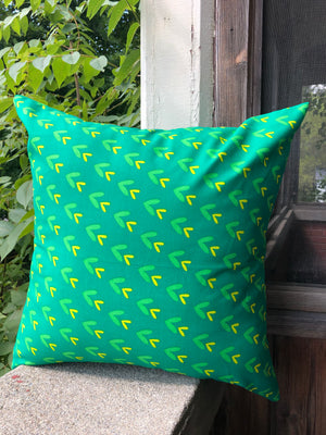 Junior - Vibrant Green with Yellow Geometric Patterns Pillow Cover - 20x20 - Maa-Kal Boutique Canada