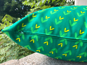 Junior - Vibrant Green with Yellow Geometric Patterns Pillow Cover - 20x20 - Maa-Kal Boutique Canada