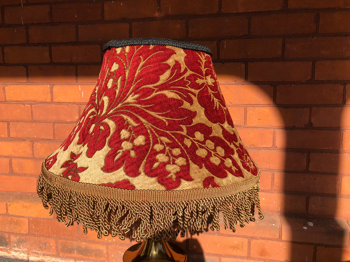 Floral Red and Gold Velvet Fabric Bell Lamp Shade