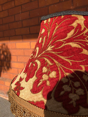 Floral Red and Gold Velvet Fabric Bell Lamp Shade