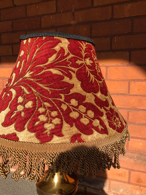 Floral Red and Gold Velvet Fabric Bell Lamp Shade