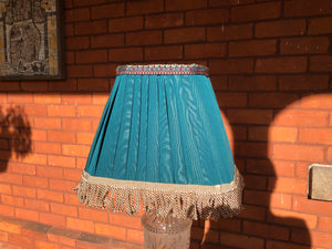 Set of 2 Handmade Royal Green/Turquoise Fabric Pleated Rectangular-Shaped Lampshades