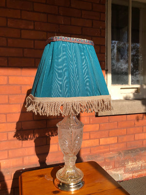 Set of 2 Handmade Royal Green/Turquoise Fabric Pleated Rectangular-Shaped Lampshades