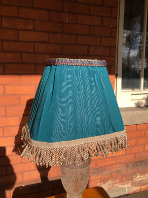 Set of 2 Handmade Royal Green/Turquoise Fabric Pleated Rectangular-Shaped Lampshades