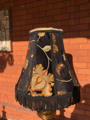 Floral Black and Gold Velvet Embroidered Fabric Bell-Shaped Lamp Shade