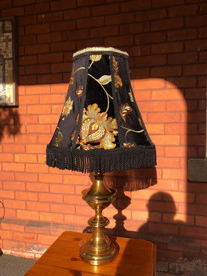 Floral Black and Gold Velvet Embroidered Fabric Bell-Shaped Lamp Shade