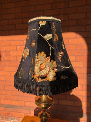 Floral Black and Gold Velvet Embroidered Fabric Bell-Shaped Lamp Shade
