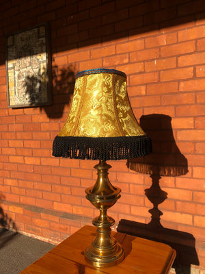 Set of 2 Yellow and Black Fabric Bell-Shaped Lamp Shades