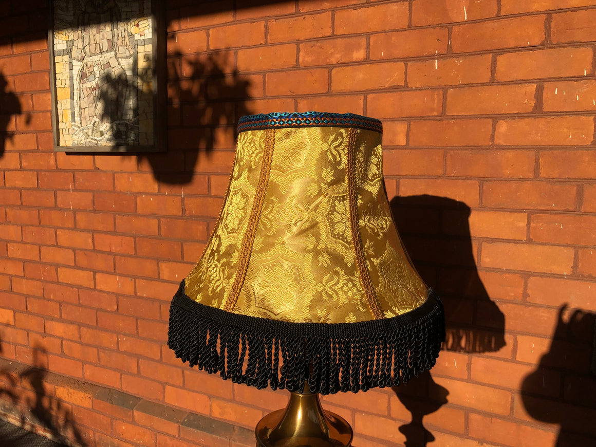 Set of 2 Yellow and Black Fabric Bell-Shaped Lamp Shades