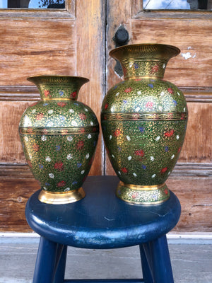 Indian Solid Brass Vases - Set of 2