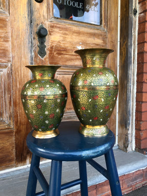 Indian Solid Brass Vases - Set of 2